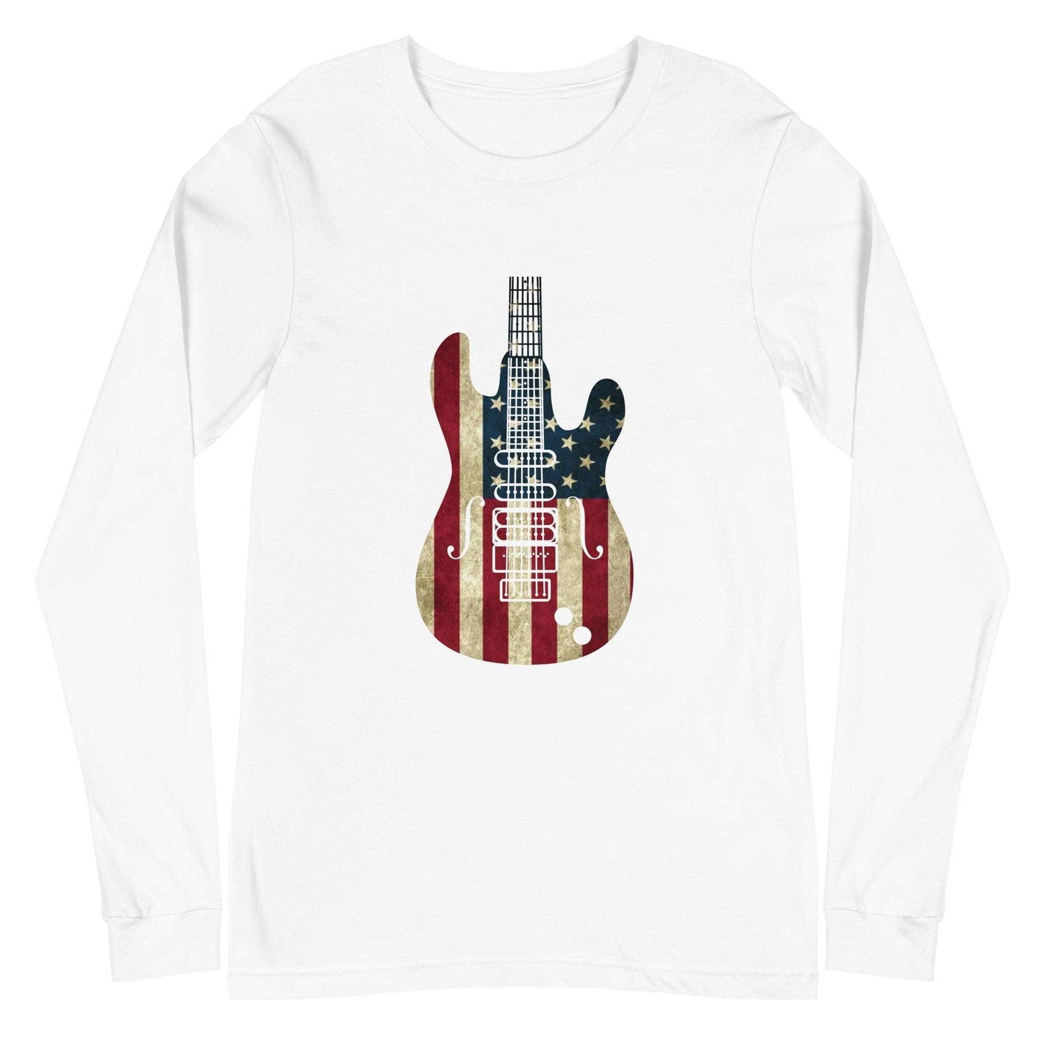 American Guitar Flag Unisex Long Sleeve T-Shirt - MessyBunFun - Your Destination for Stylish Unisex Clothing, Tops and bottoms - MessyBunFun.com