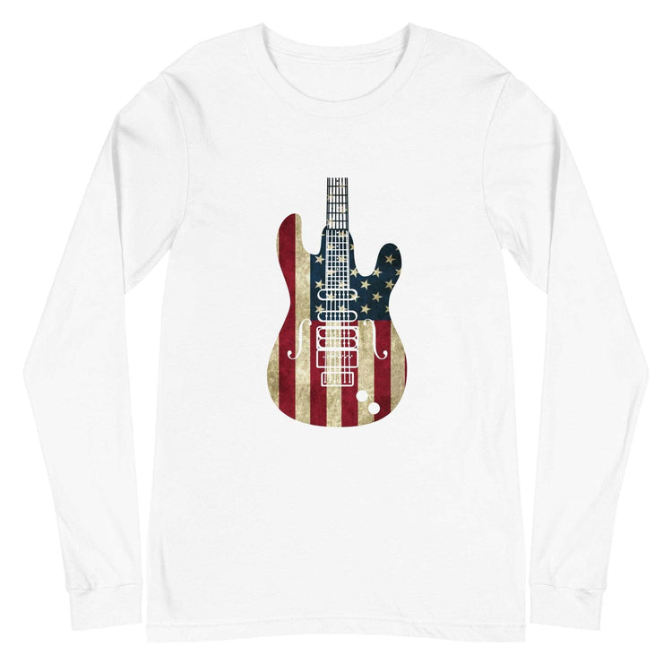 American Guitar Flag Unisex Long Sleeve T-Shirt - MessyBunFun - Your Destination for Stylish Unisex Clothing, Tops and bottoms - MessyBunFun.com