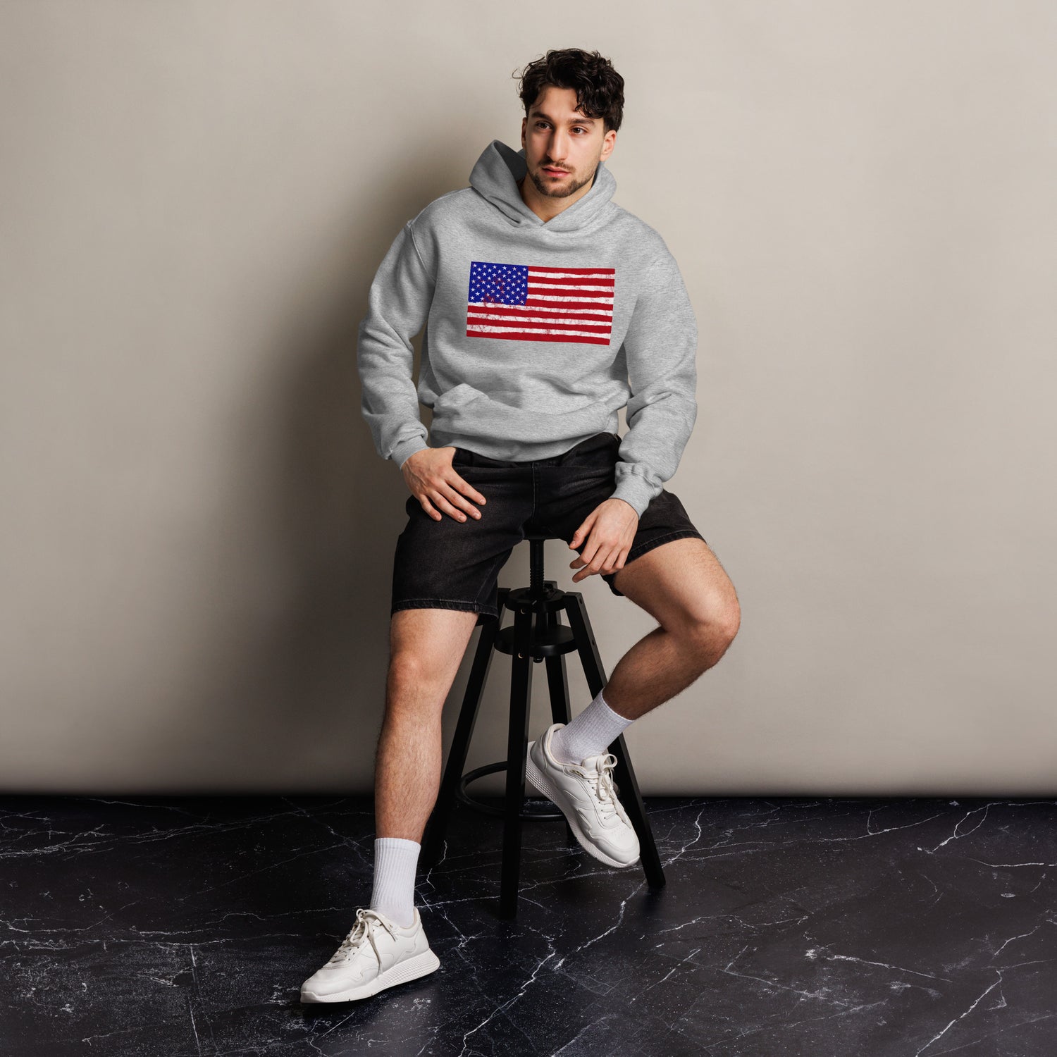 Spray Paint American Flag Unisex Oversized Hoodie - MessyBunFun - Your Destination for Stylish Unisex Clothing, Tops and bottoms - MessyBunFun.com