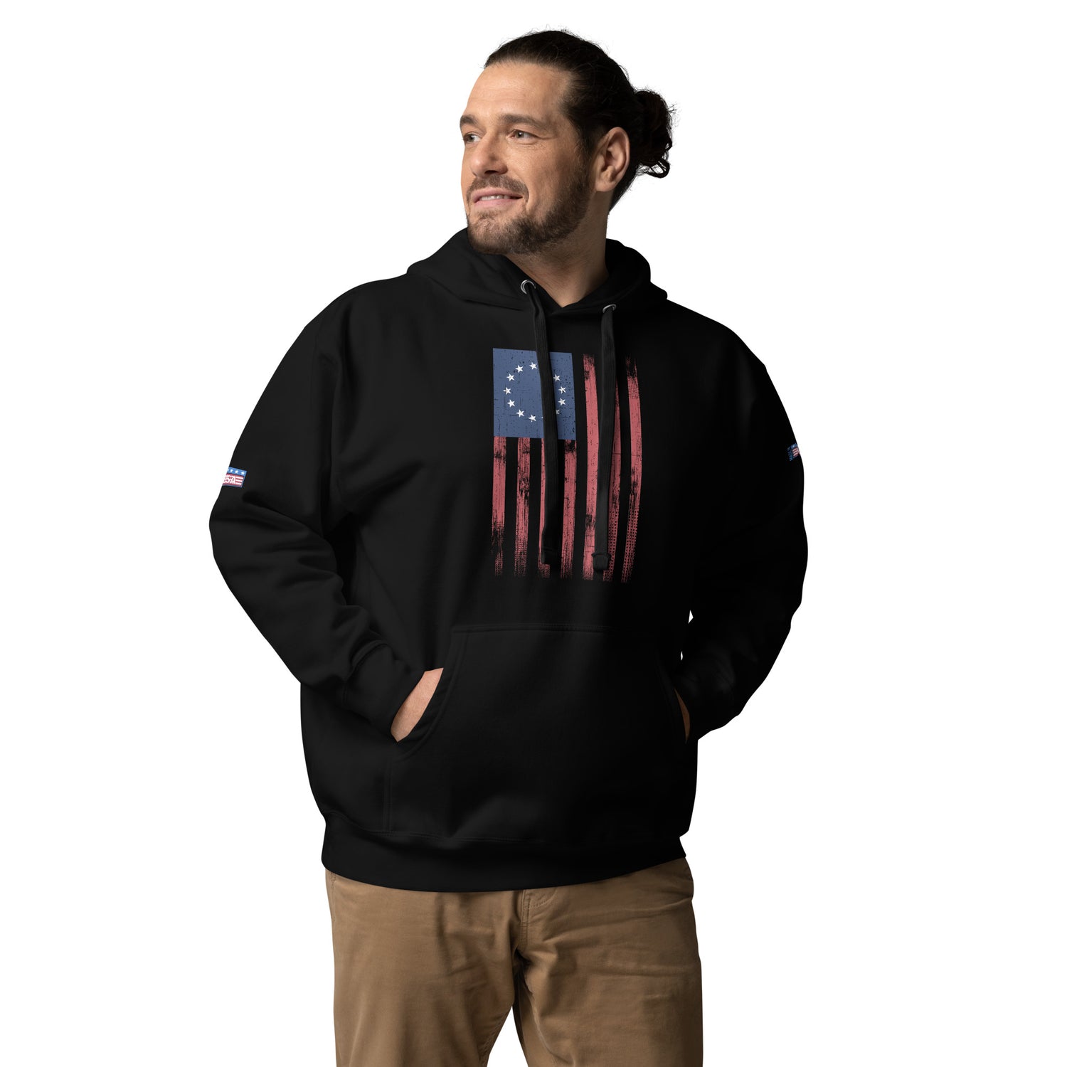 Distressed 1776 American Flag Unisex Hoodie - MessyBunFun - Your Destination for Stylish Unisex Clothing, Tops and bottoms - MessyBunFun.com