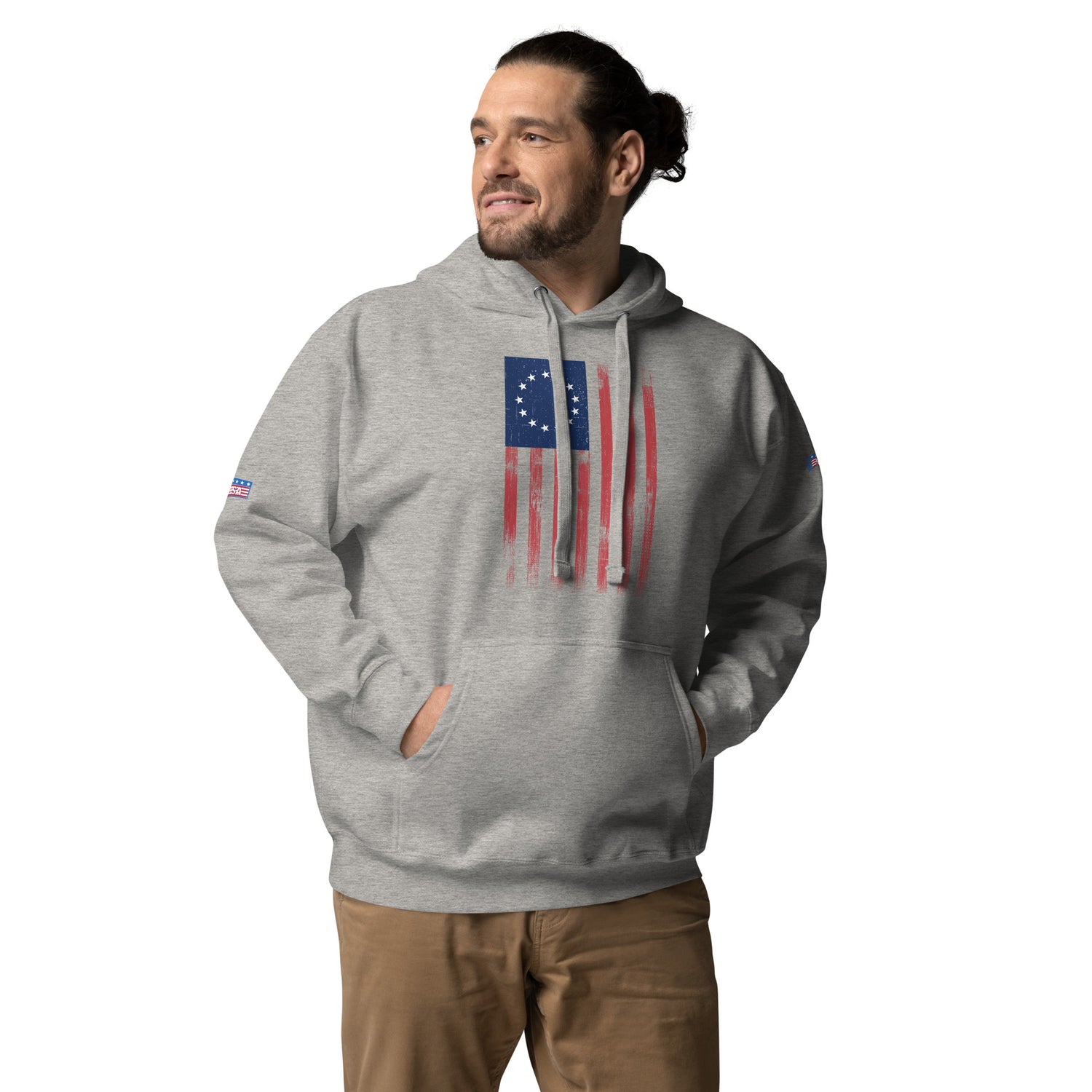 Distressed 1776 American Flag Unisex Hoodie - MessyBunFun - Your Destination for Stylish Unisex Clothing, Tops and bottoms - MessyBunFun.com