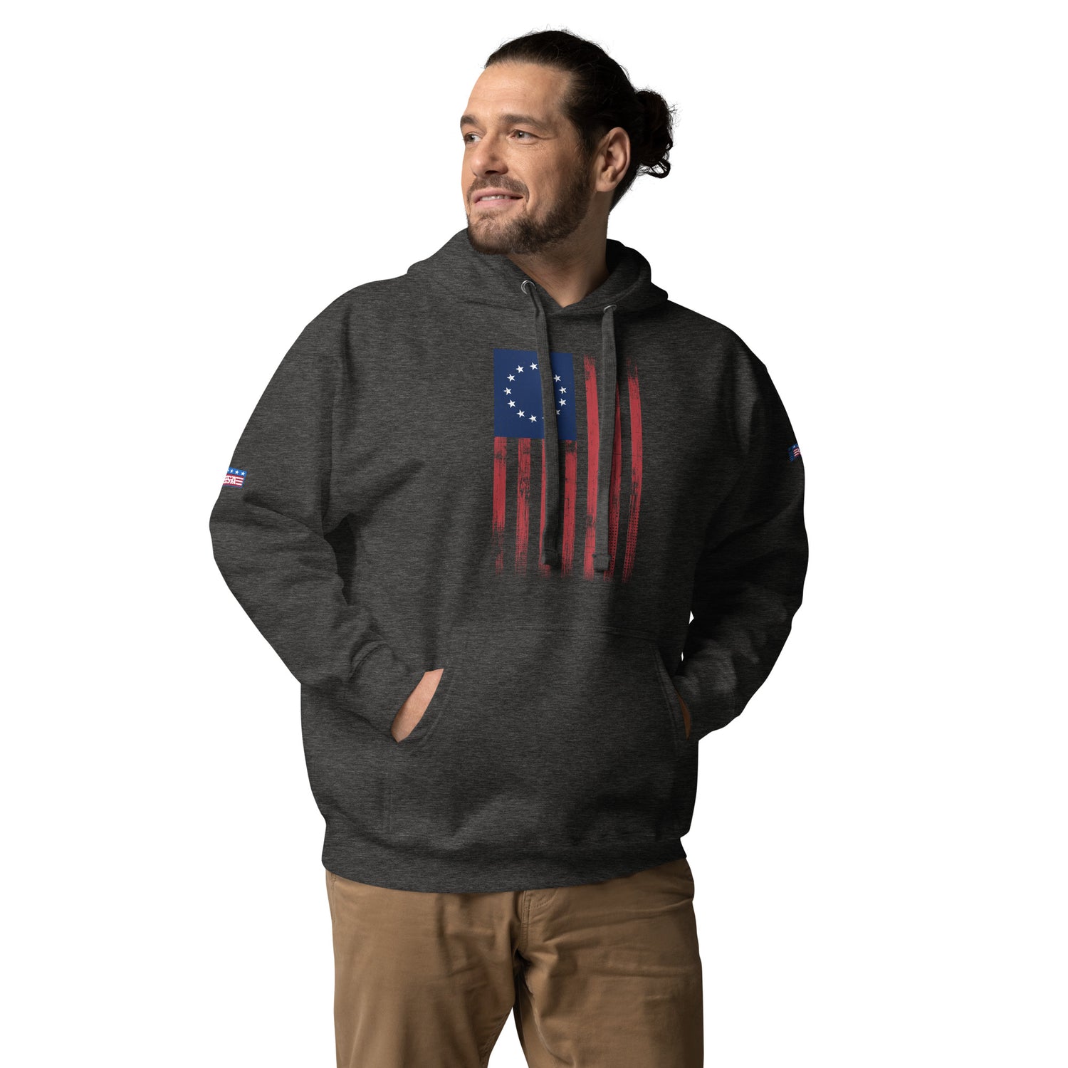 Distressed 1776 American Flag Unisex Hoodie - MessyBunFun - Your Destination for Stylish Unisex Clothing, Tops and bottoms - MessyBunFun.com