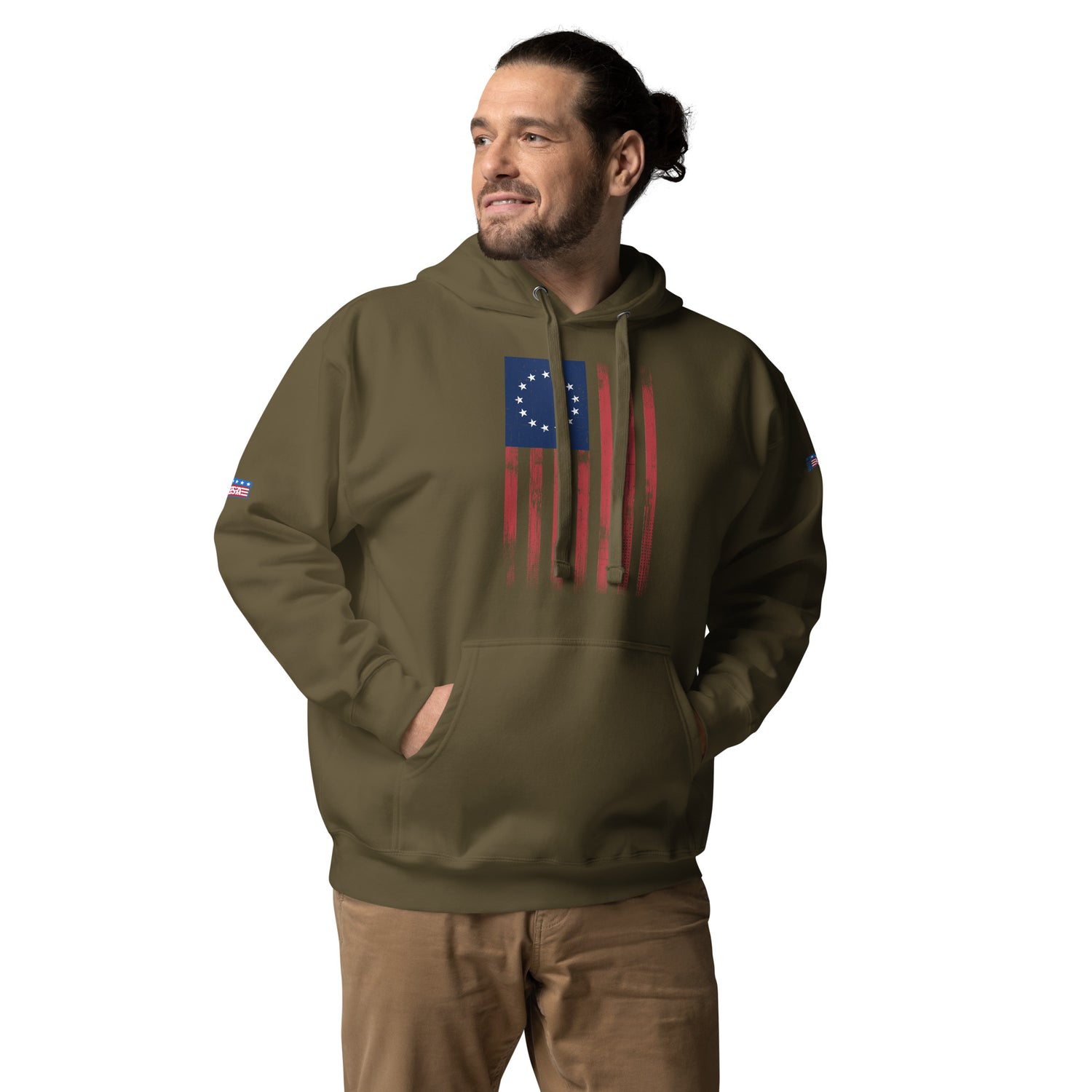 Distressed 1776 American Flag Unisex Hoodie - MessyBunFun - Your Destination for Stylish Unisex Clothing, Tops and bottoms - MessyBunFun.com