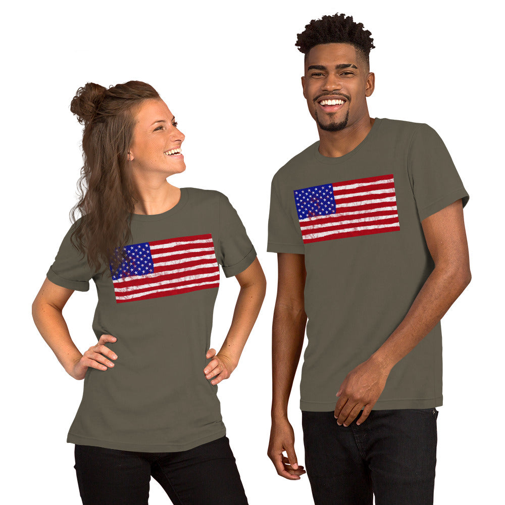 Spray Paint American Flag Unisex T-shirt - MessyBunFun - Your Destination for Stylish Unisex Clothing, Tops and bottoms - MessyBunFun.com