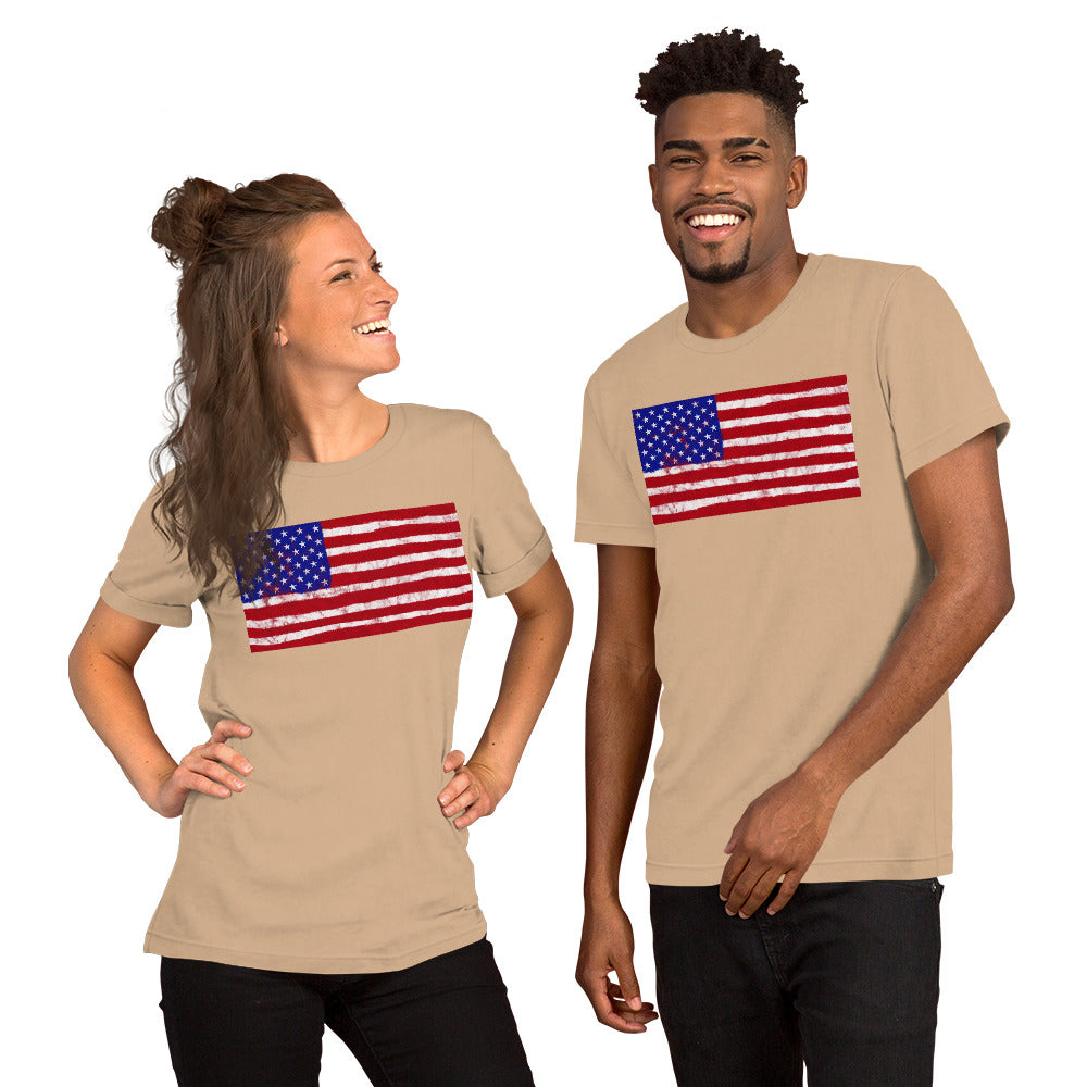 Spray Paint American Flag Unisex T-shirt - MessyBunFun - Your Destination for Stylish Unisex Clothing, Tops and bottoms - MessyBunFun.com