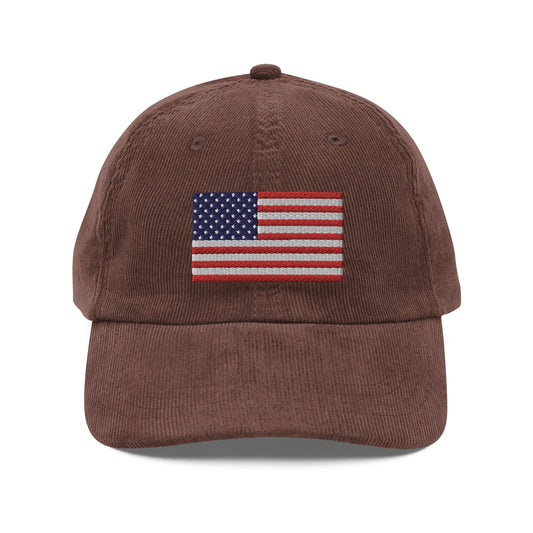 Embroidered American Flag Vintage Corduroy Hat