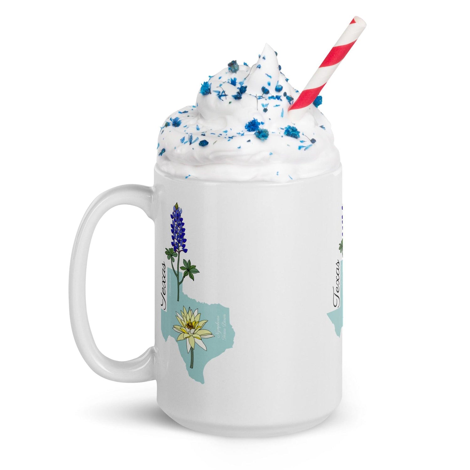 Texas Blue Bonnet White Glossy Mug