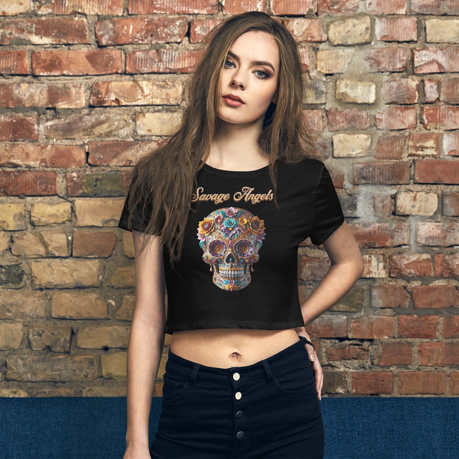 Savage Angels Women’s Crop T-shirt - MessyBunFun - Your Destination for Stylish Unisex Clothing, Tops and bottoms - MessyBunFun.com