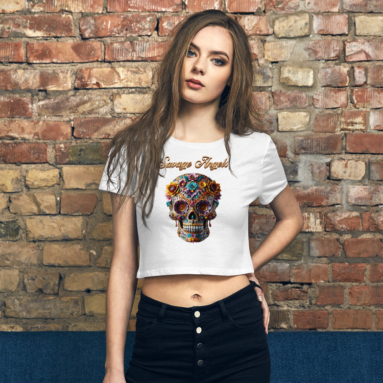 Savage Angels Women’s Crop T-shirt - MessyBunFun - Your Destination for Stylish Unisex Clothing, Tops and bottoms - MessyBunFun.com