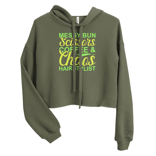 Scissors Coffee and Chaos Crop Hoodie