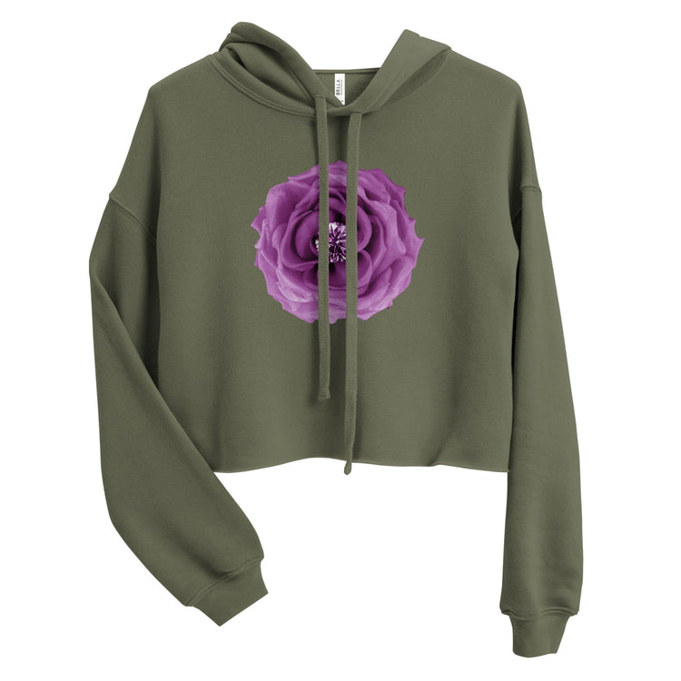 Purple Peony Crop Hoodie