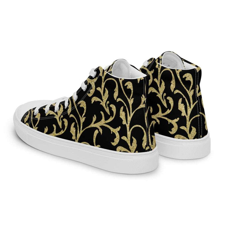 Black Scrolls Women’s High Top Canvas Shoes - MessyBunFun - Your Destination for Stylish Unisex Clothing, Tops and bottoms - MessyBunFun.com