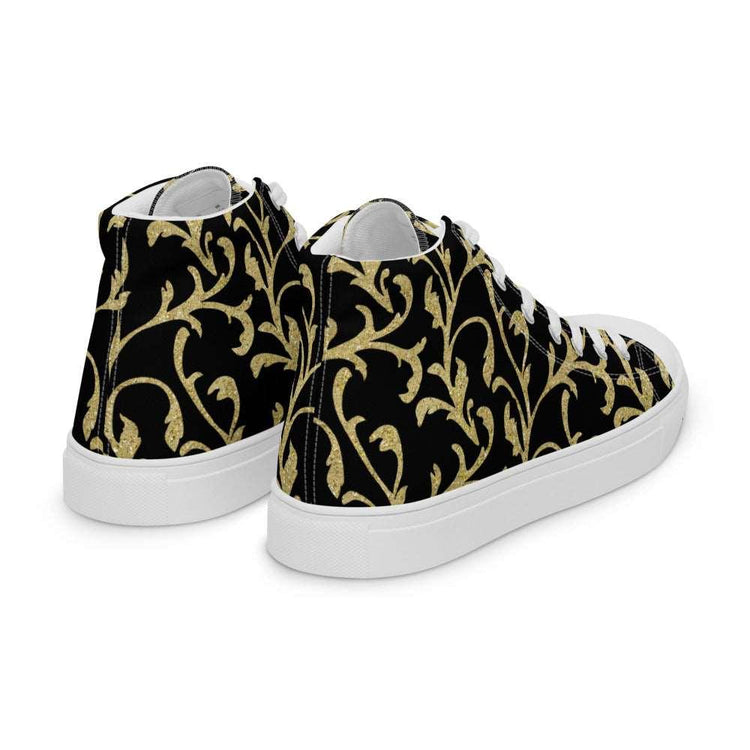 Black Scrolls Women’s High Top Canvas Shoes - MessyBunFun - Your Destination for Stylish Unisex Clothing, Tops and bottoms - MessyBunFun.com