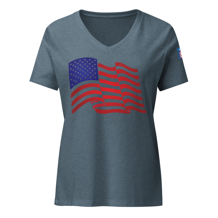 Waving Flag Women’s Relaxed V-neck T-shirt