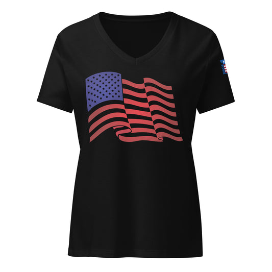 Waving Flag Women’s Relaxed V-neck T-shirt