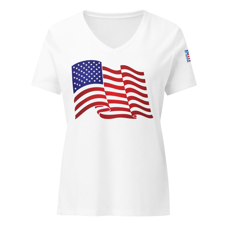 Waving Flag Women’s Relaxed V-neck T-shirt