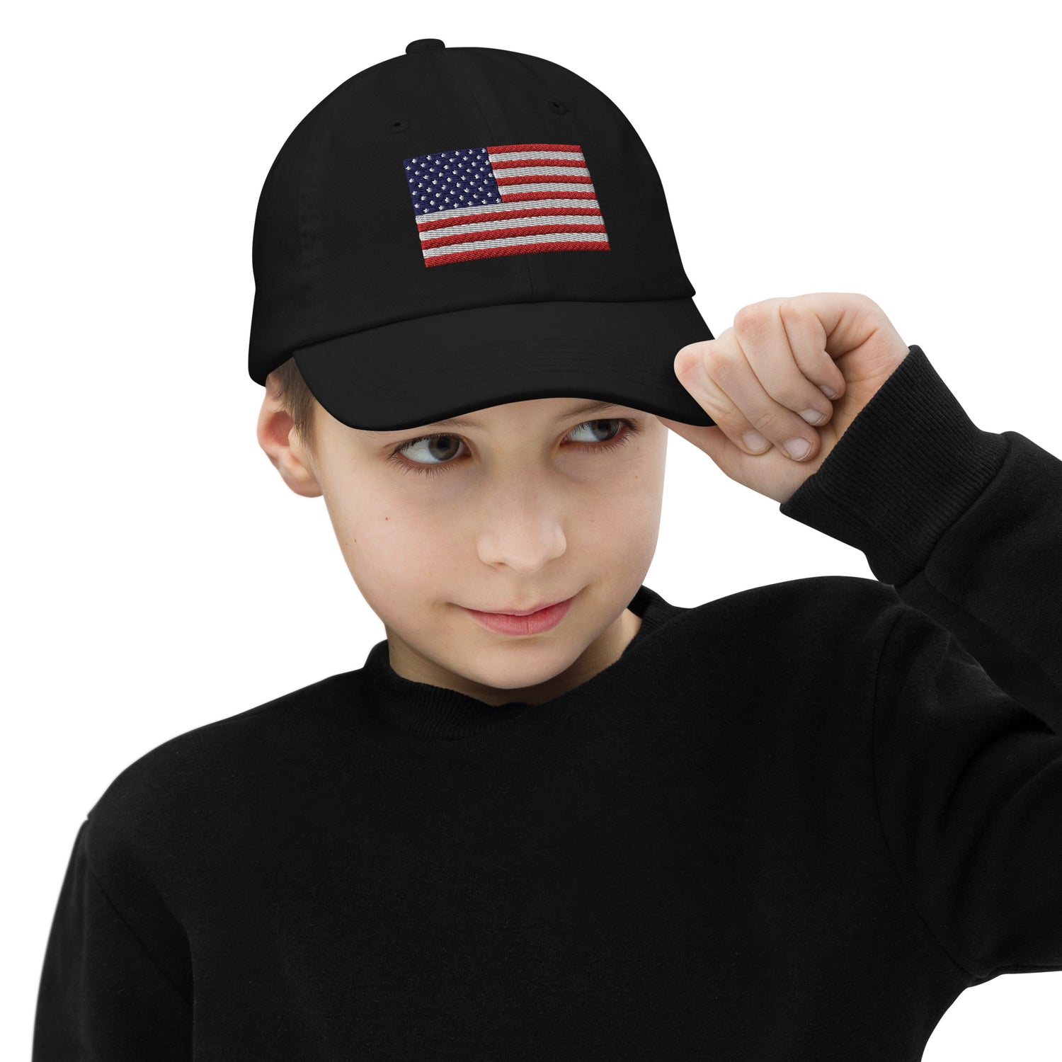 Embroidery American Flag Youth Baseball Cap - MessyBunFun - Your Destination for Stylish Unisex Clothing, Tops and bottoms - MessyBunFun.com