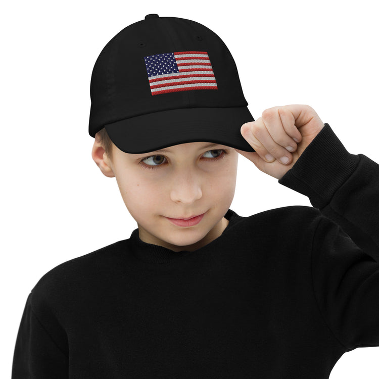 Embroidery American Flag Youth Baseball Cap - MessyBunFun - Your Destination for Stylish Unisex Clothing, Tops and bottoms - MessyBunFun.com