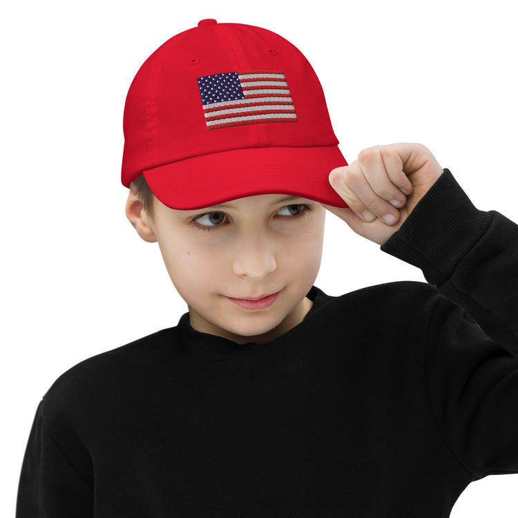 Embroidery American Flag Youth Baseball Cap - MessyBunFun - Your Destination for Stylish Unisex Clothing, Tops and bottoms - MessyBunFun.com