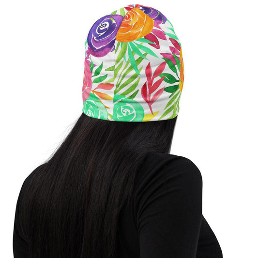 Bright Floral Tropical Beanie