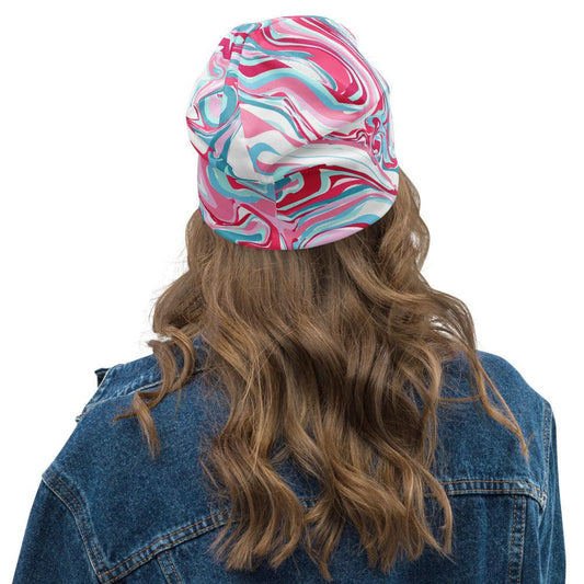 Pink Blue White Marble Beanie - MessyBunFun - Your Destination for Stylish Unisex Clothing, Tops and bottoms - MessyBunFun.com