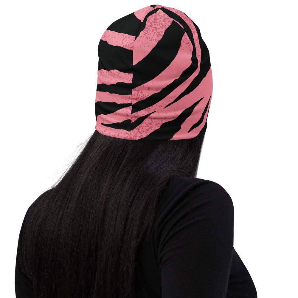 Pink and Black Tiger Stripes Beanie - MessyBunFun - Your Destination for Stylish Unisex Clothing, Tops and bottoms - MessyBunFun.com