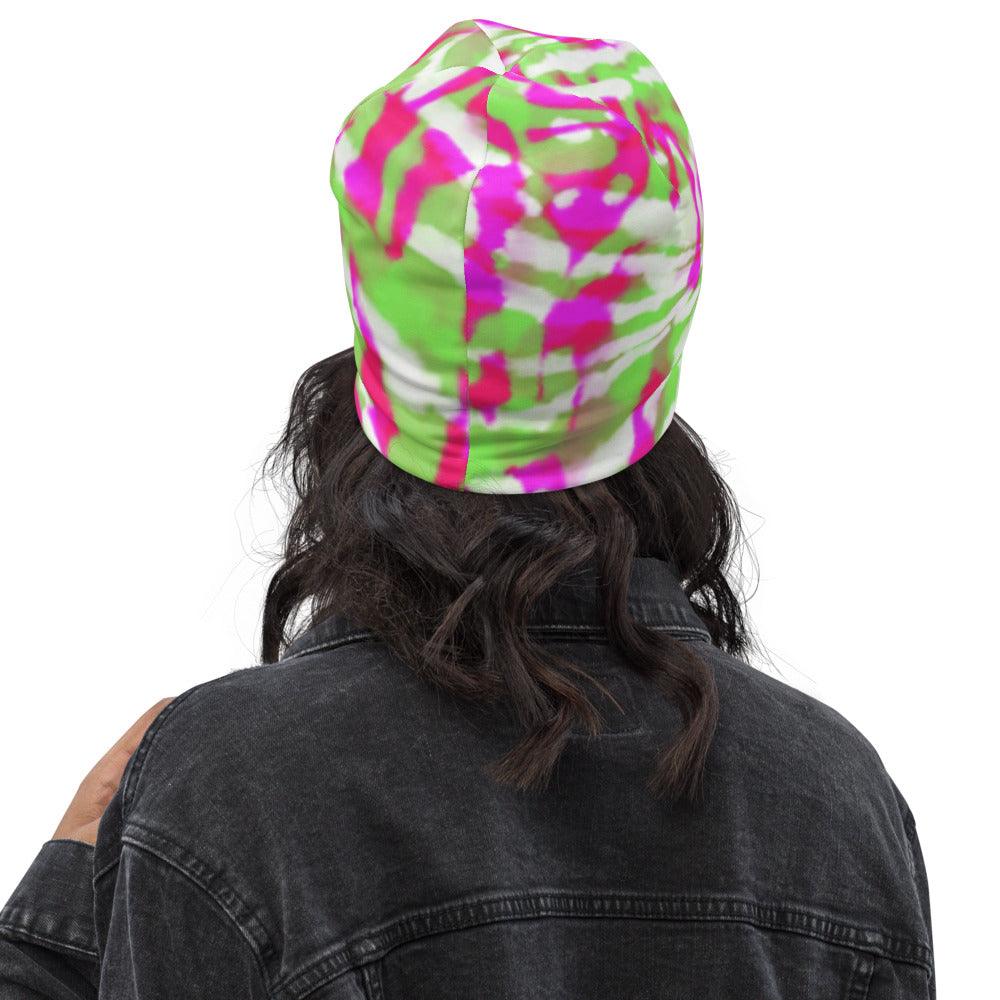 Tie-Dye Pink and Green Beanie