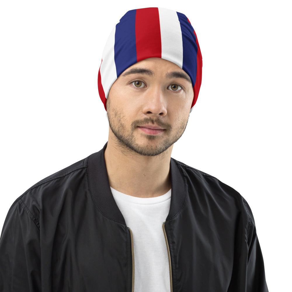 Red White and Blue Stripes Beanie