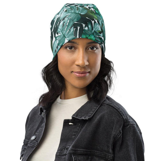 Teal Tropical Beanie - MessyBunFun - Your Destination for Stylish Unisex Clothing, Tops and bottoms - MessyBunFun.com