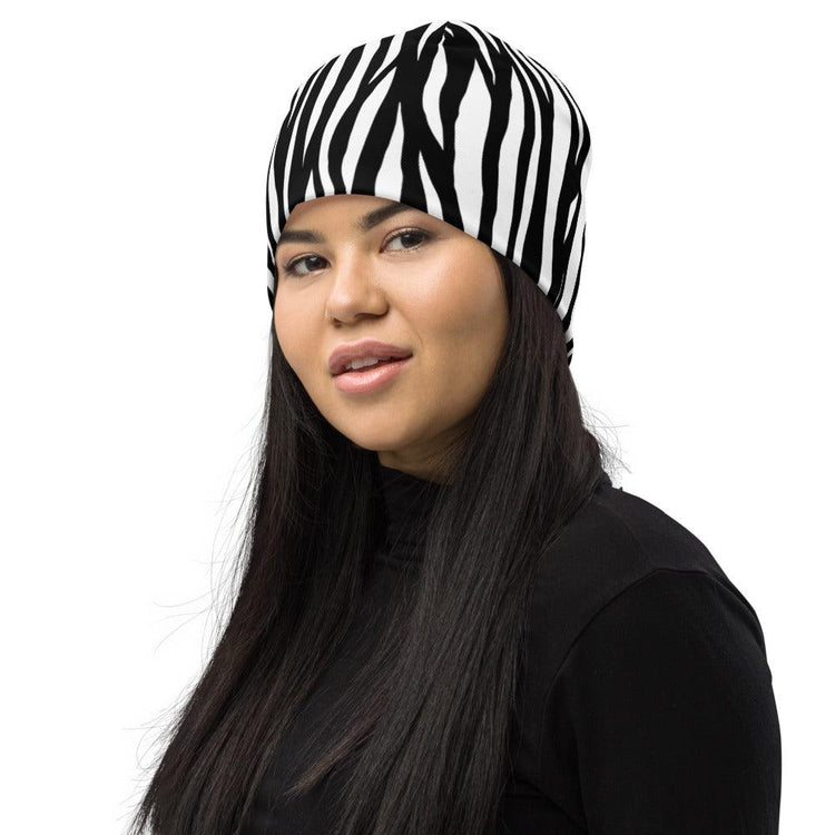 Black and White Stripes Beanie