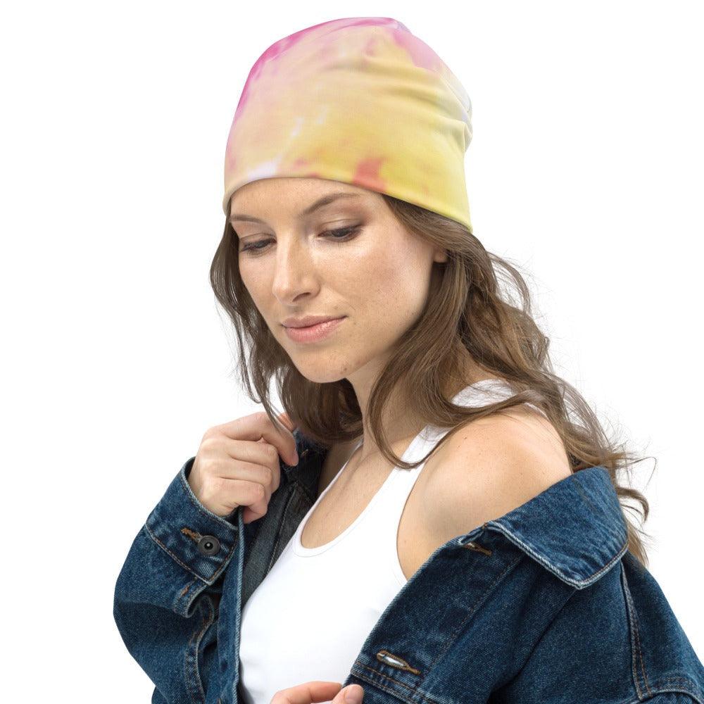 Tie-Dye Yellow and Pink Beanie