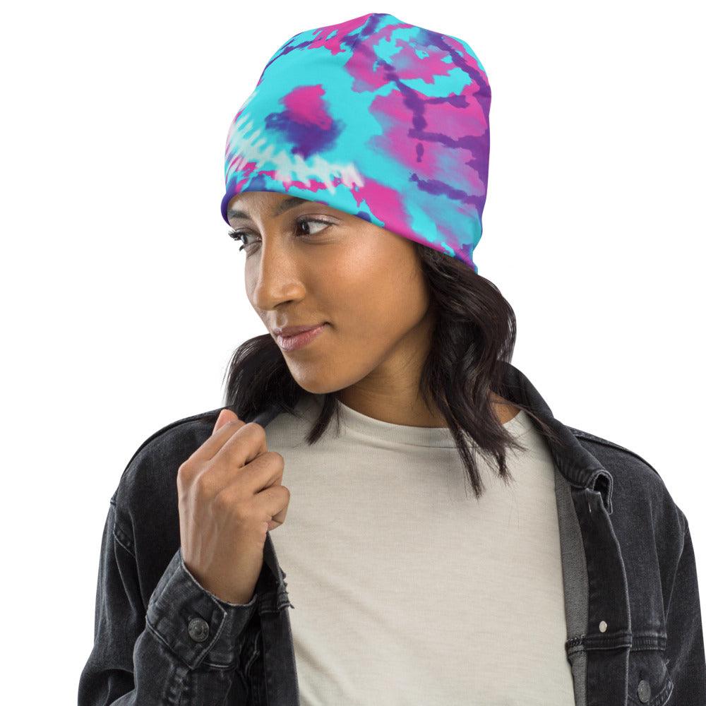 Tie-Dye Pink and Blue Beanie