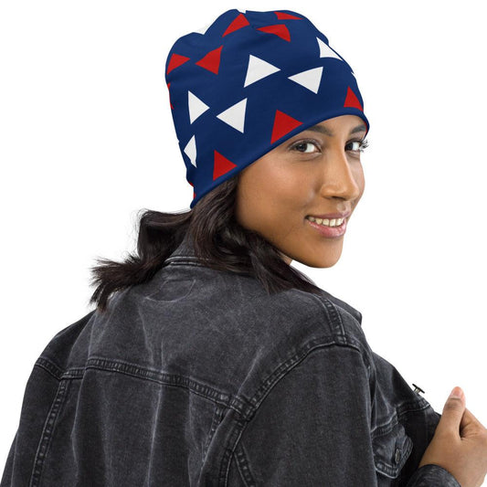 Red White and Blue Triangles Beanie