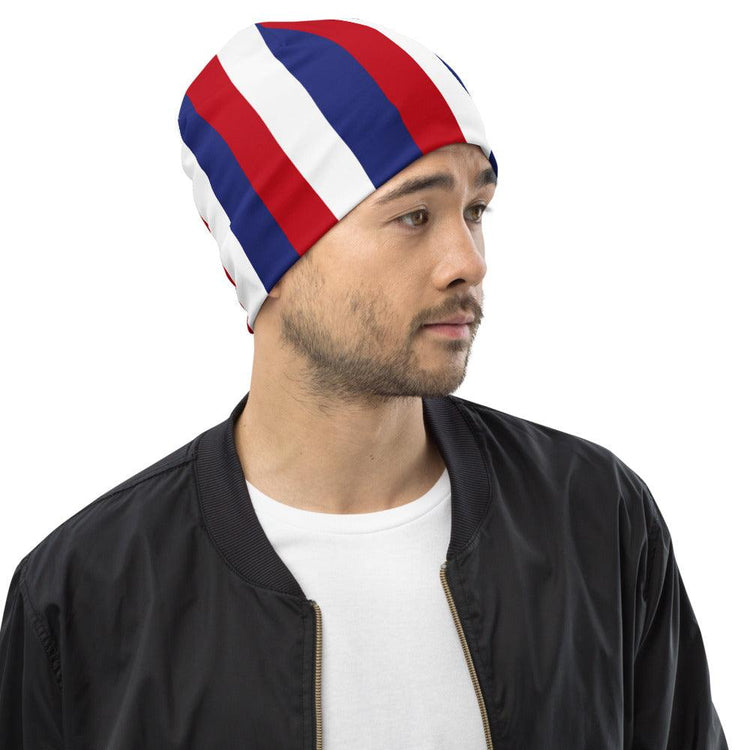 Red White and Blue Stripes Beanie