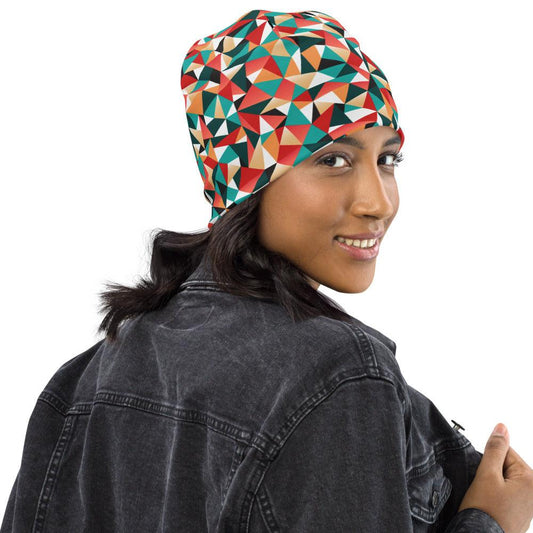 Green Orange Pixels Beanie - MessyBunFun - Your Destination for Stylish Unisex Clothing, Tops and bottoms - MessyBunFun.com