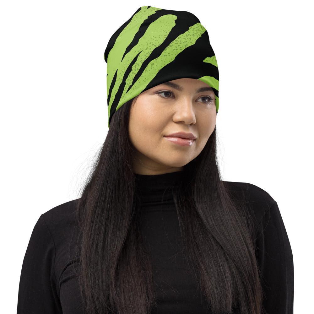 Green and Black Tiger Stripes Beanie