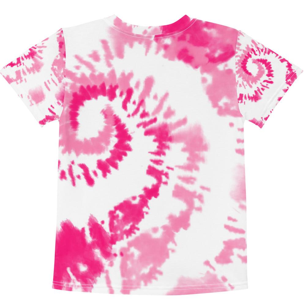 Pink White Tie-Dye Kids Crew Neck T-shirt - MessyBunFun - Your Destination for Stylish Unisex Clothing, Tops and bottoms - MessyBunFun.com