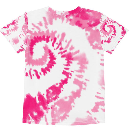 Pink White Tie-Dye Kids Crew Neck T-shirt