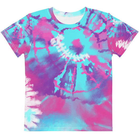 Pink and Blue Tie-Die Kids Crew Neck T-shirt - MessyBunFun - Your Destination for Stylish Unisex Clothing, Tops and bottoms - MessyBunFun.com