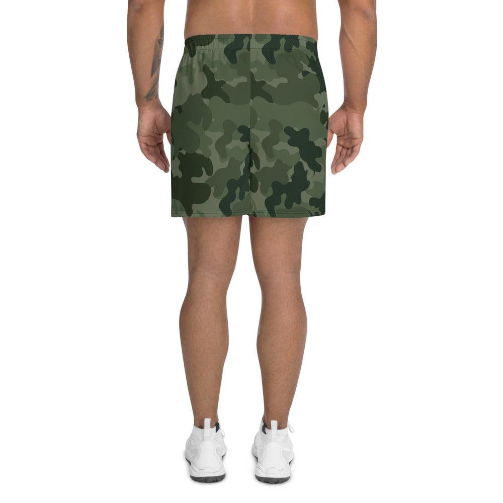 Dark Green Camo Men's Athletic Long Shorts
