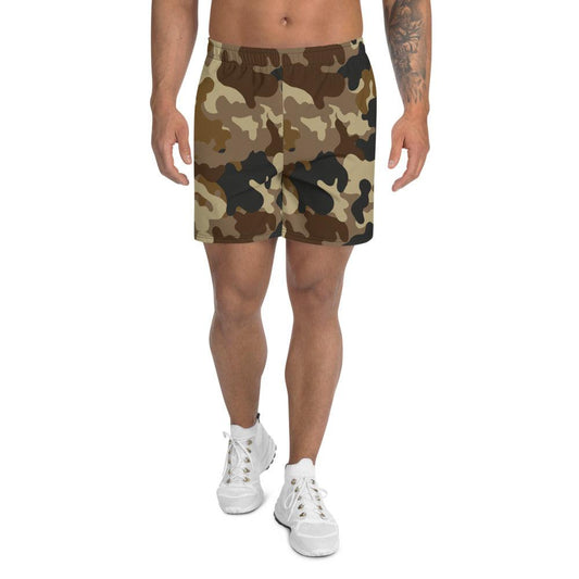 Brown Camo Men's Athletic Long Shorts