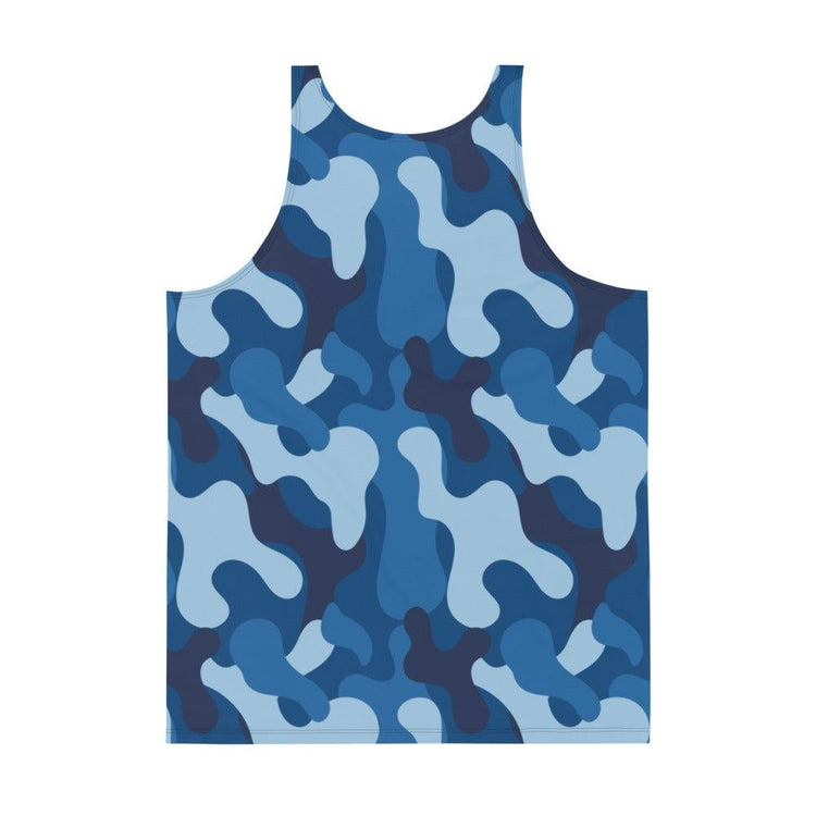 Blue Camo  with Flag Unisex Tank Top - MessyBunFun - Your Destination for Stylish Unisex Clothing, Tops and bottoms - MessyBunFun.com