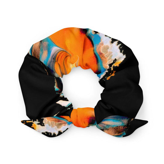 Tie-Dye Black Orange Blue Scrunchie