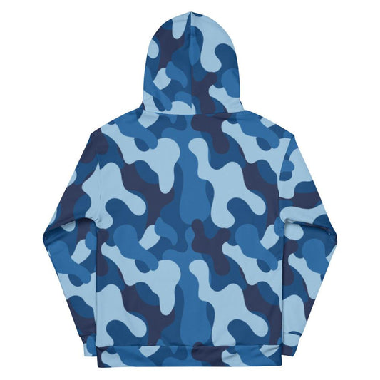 Blue Camouflage with Black Flag on Sleeve Unisex Hoodie