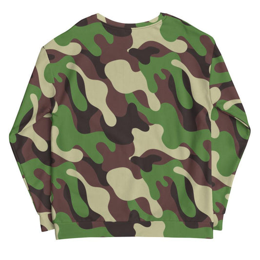 Green Brown Camo with Black Flag on Sleeve Unisex Sweatshirt