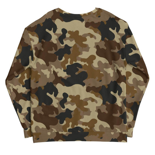 Brown Camouflage with Black Flag on Sleeve Unisex Sweatshirt