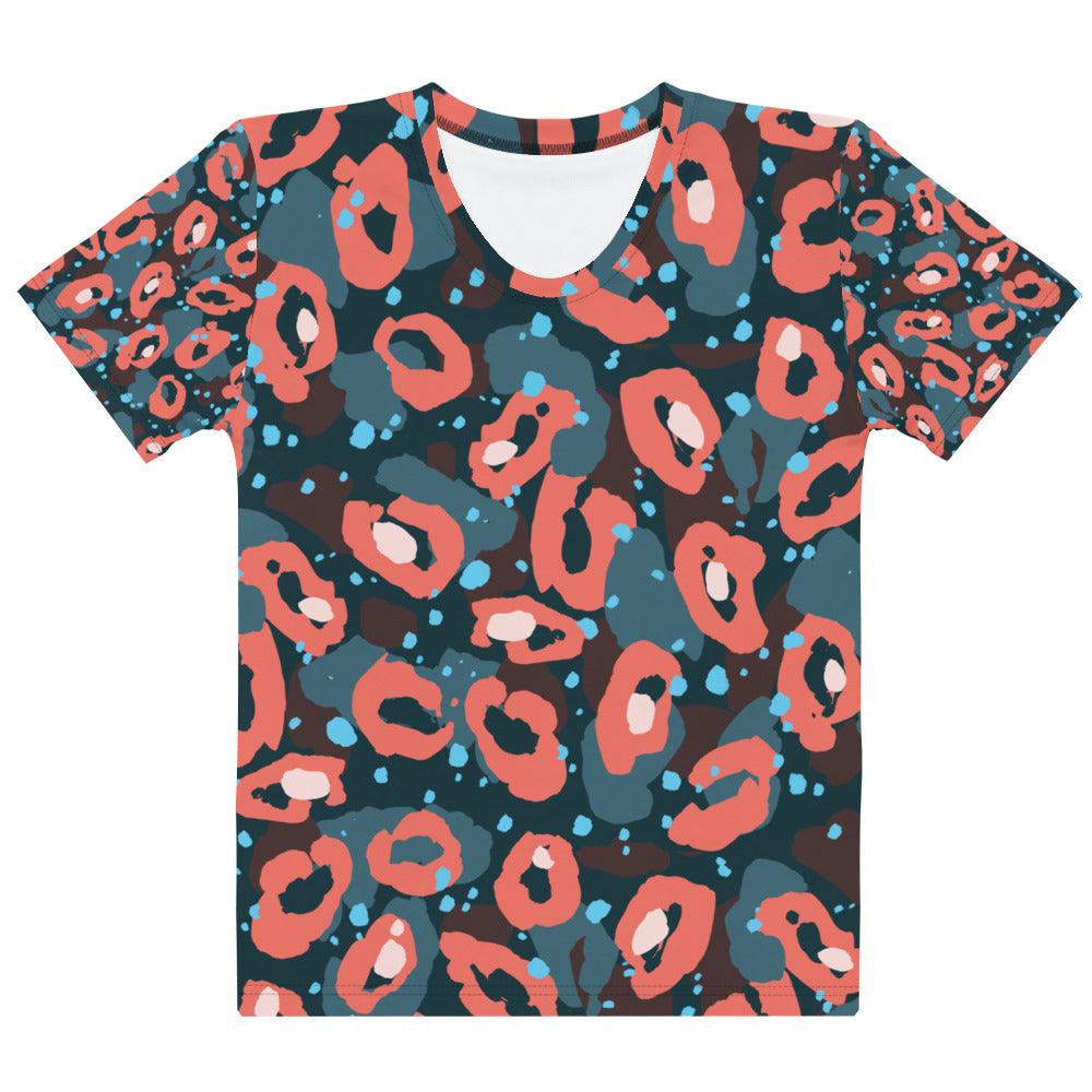 Red and Blue Leopard Women's T-shirt