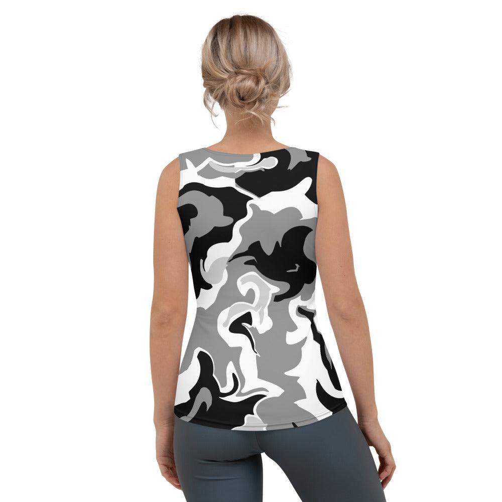 Black White Camo Tank Top - MessyBunFun - Your Destination for Stylish Unisex Clothing, Tops and bottoms - MessyBunFun.com