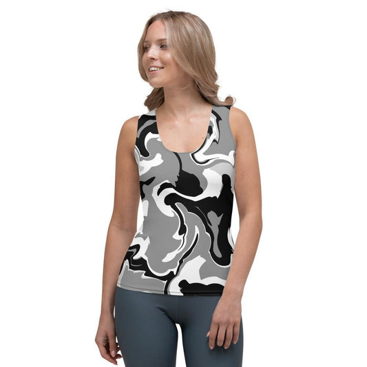 Black White Camo Tank Top - MessyBunFun - Your Destination for Stylish Unisex Clothing, Tops and bottoms - MessyBunFun.com