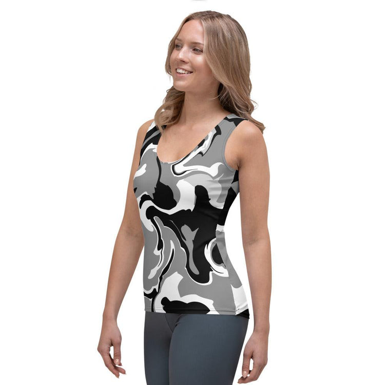 Black White Camo Tank Top - MessyBunFun - Your Destination for Stylish Unisex Clothing, Tops and bottoms - MessyBunFun.com